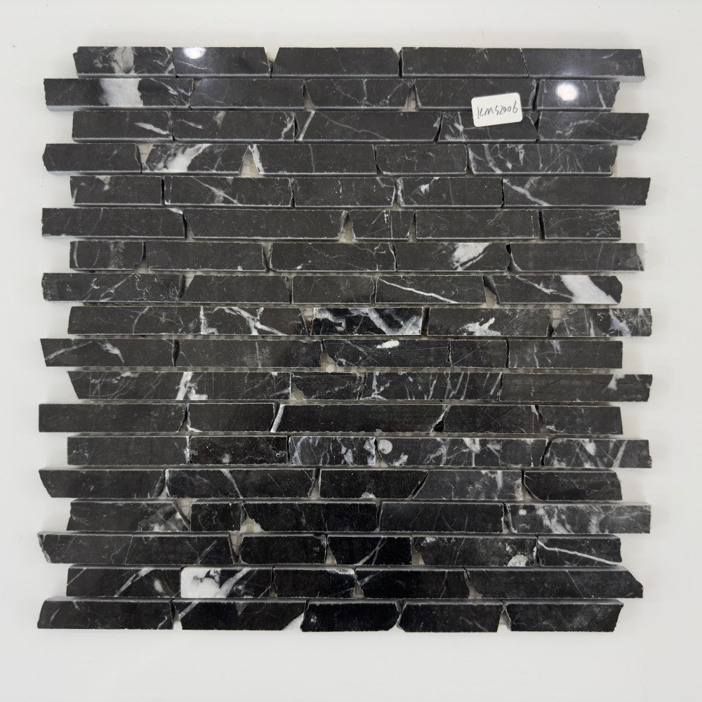 Mosaïque Marbre Noir – Effet éclaté, salle de bain & cuisine