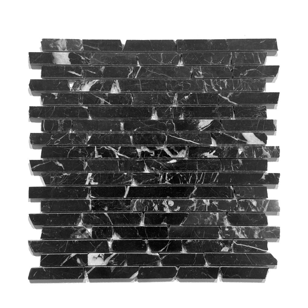 Mosaïque Marbre Noir – Effet éclaté, salle de bain & cuisine