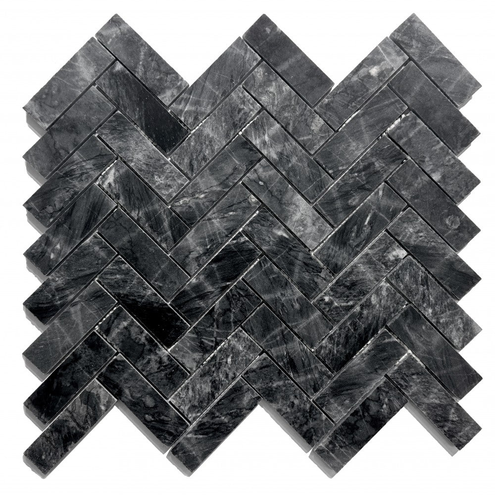 Mosaïque Marbre Gris– Chevron classique, cuisine & salle de bain