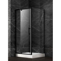 Métis 36", Douche carrée noire à charnière