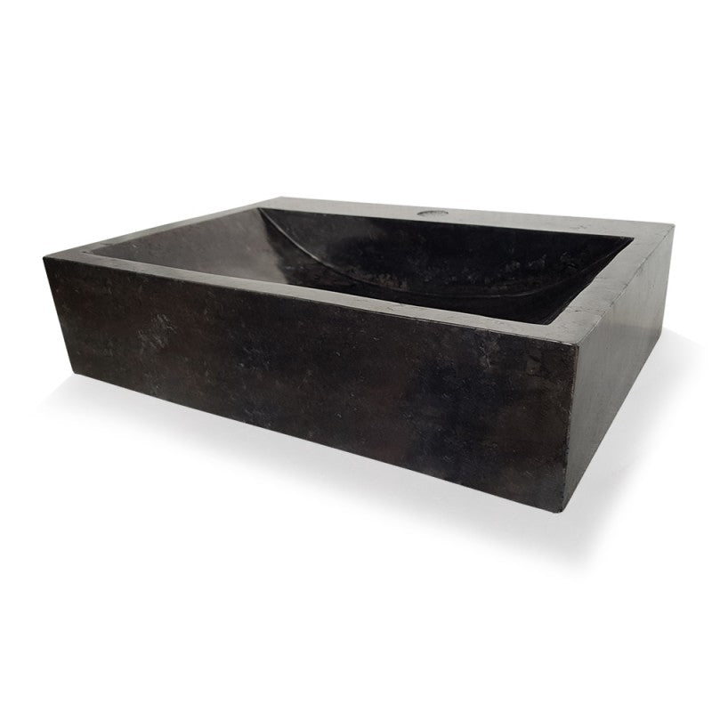 Sardinia 19.67" , Lavabo en marbre poli - Noir
