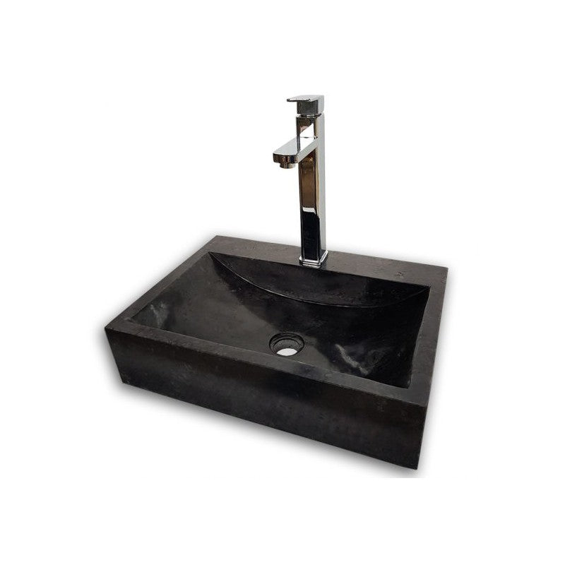 Sardinia 19.67" , Lavabo en marbre poli - Noir