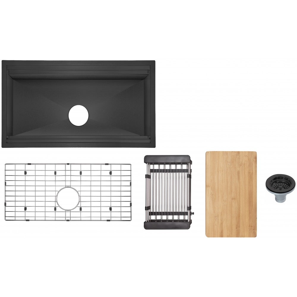 Évier de cuisine, 30 X 18'', noir