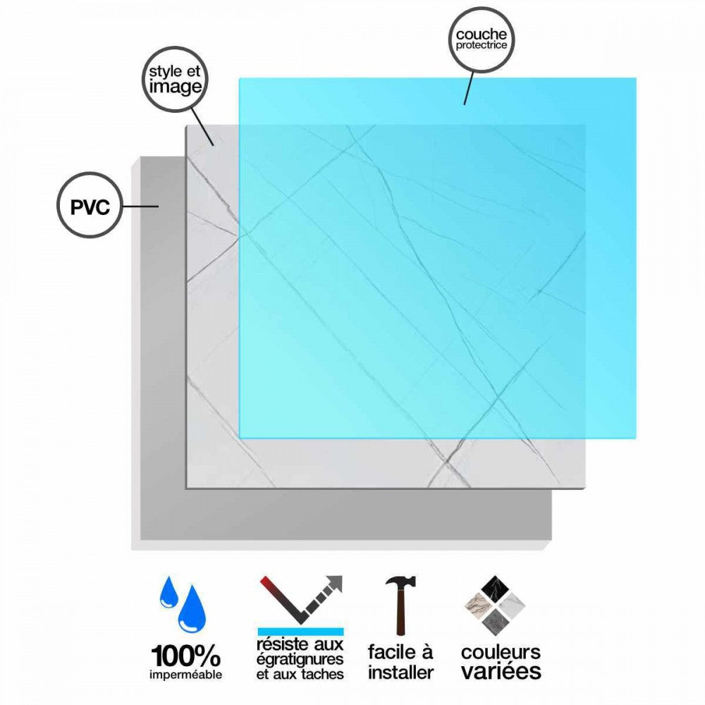 Brique blanche mur de douche en PVC 47.24” × 94.5” x 4 mm