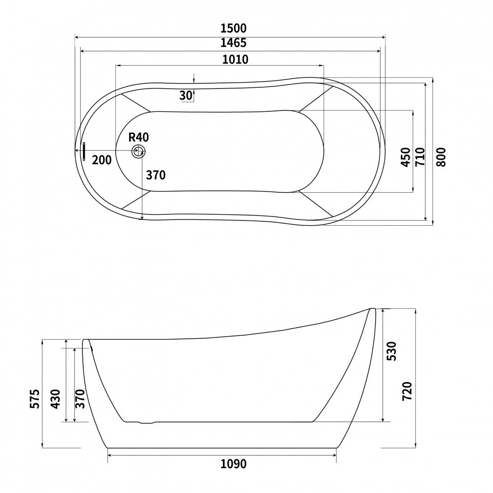 Bain autoportant Sin - Grandeur bain: 67''