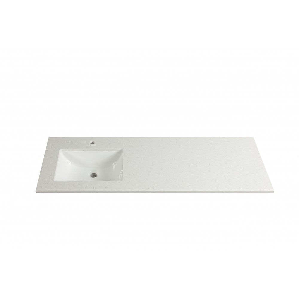 Dessus de vanité de 60" en marbre artificiel, fini blanc