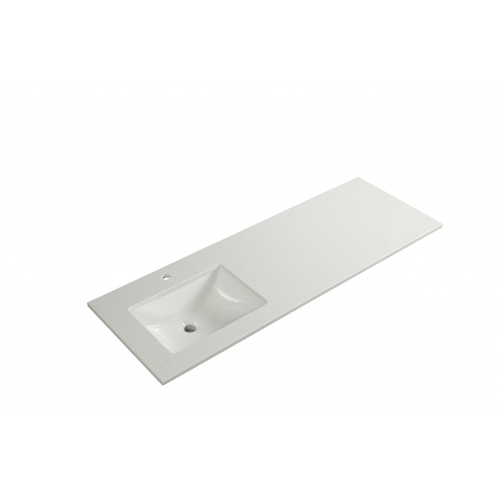 Dessus de vanité de 60" en marbre artificiel, fini blanc