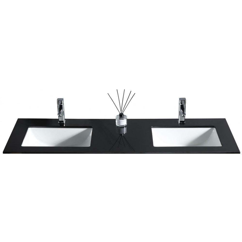 Dessus de vanité de 60" noir  , double lavabos