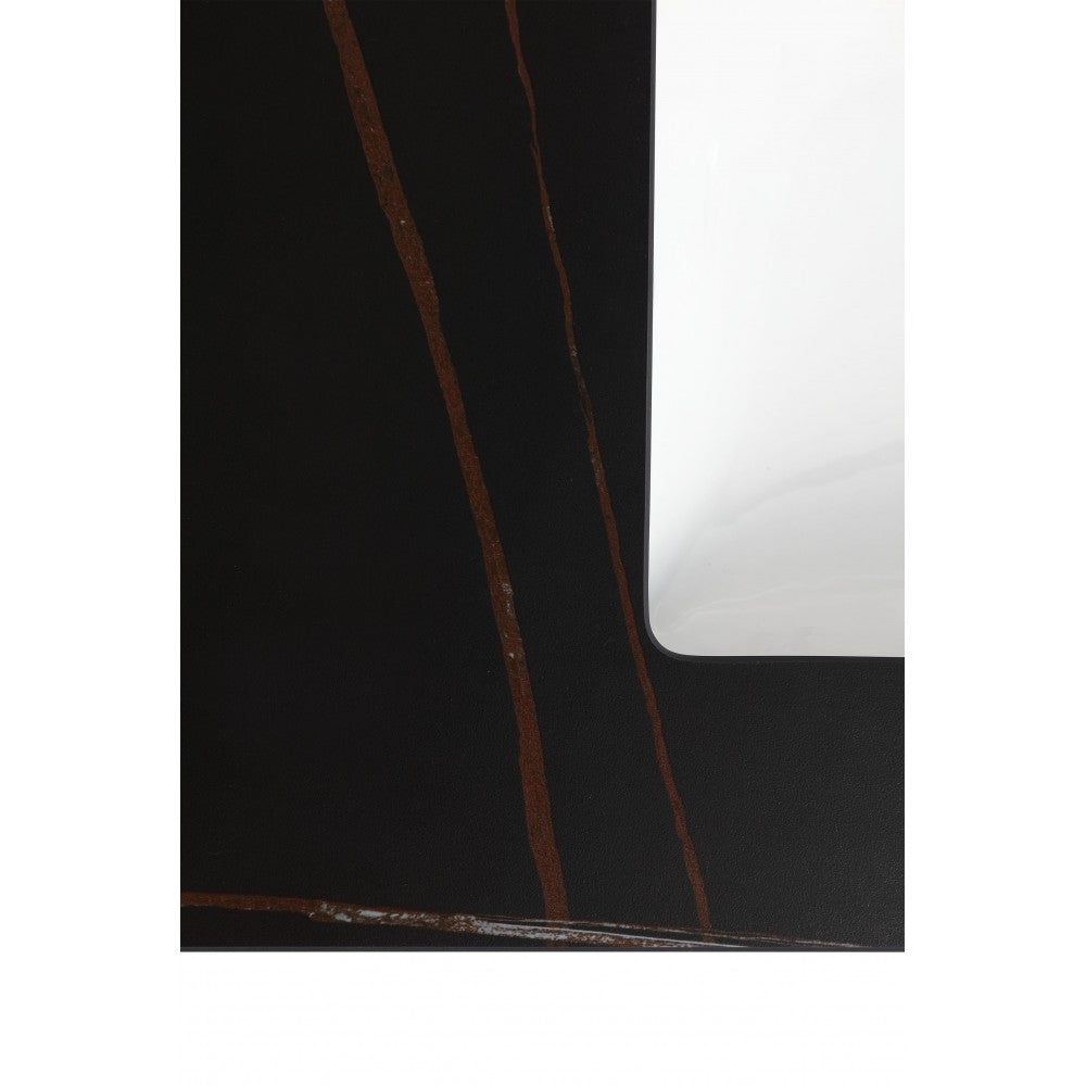 Dessus de vanité noir 60" avec lignes dorées, double lavabos