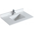 Dessus de vanité en quartz blanc pur 36 po avec lavabo sous-plan en porcelaine