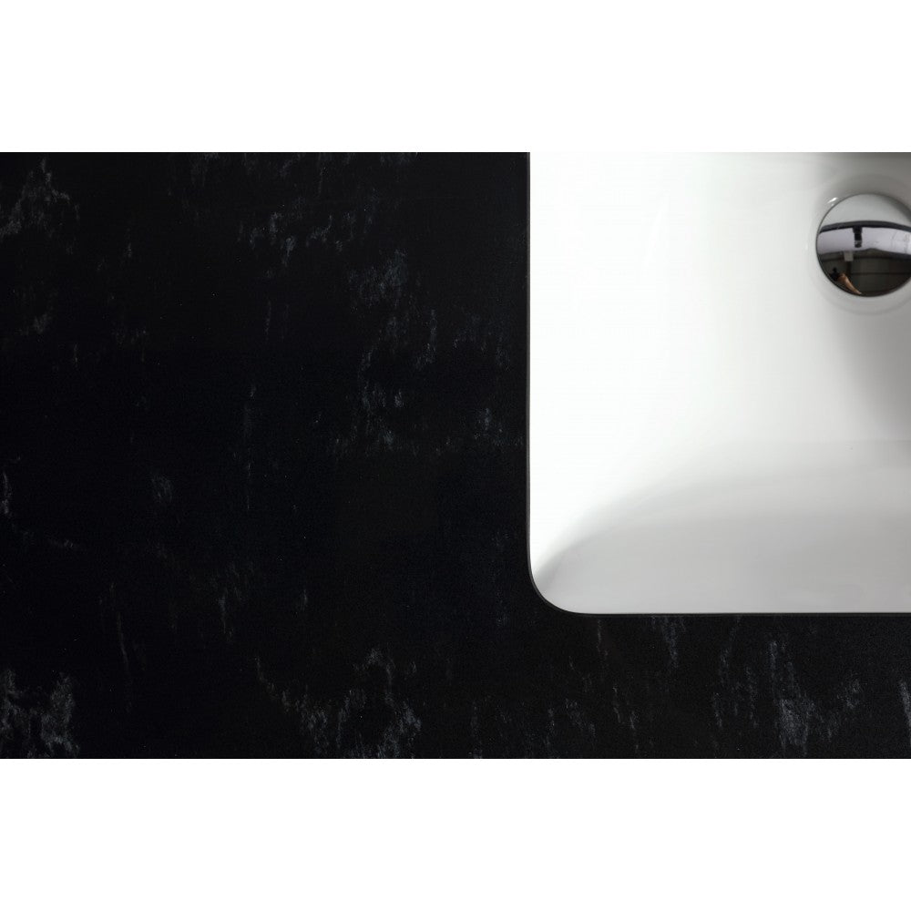 Dessus de vanité en quartz noir 48 po avec lavabo sous-plan en porcelaine