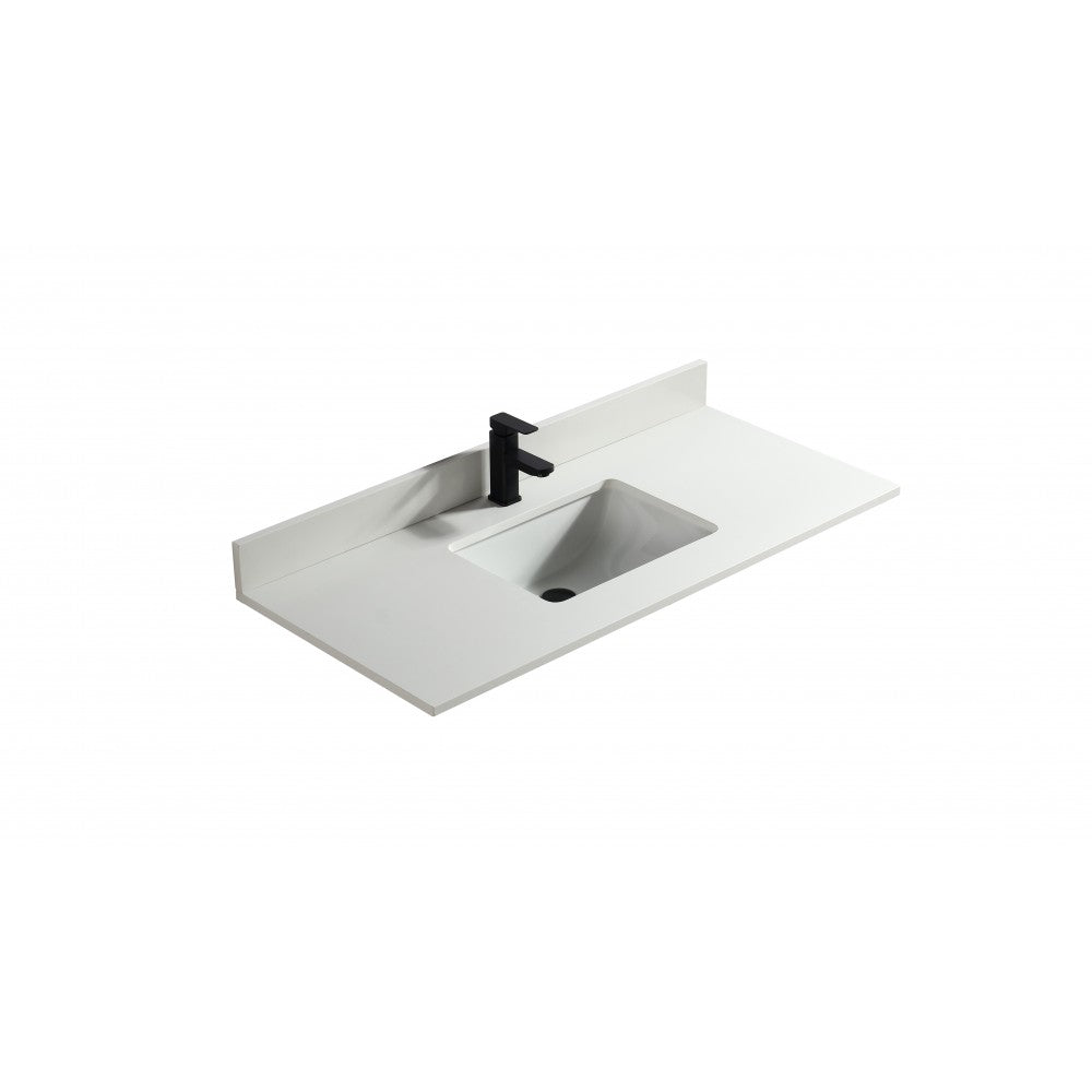 Dessus de vanité en quartz blanc pur 48 po avec lavabo sous-plan en porcelaine