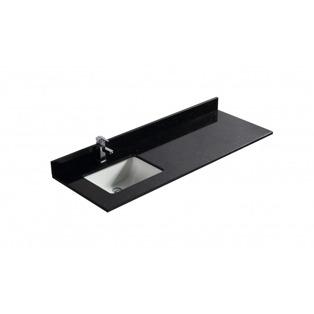 Galaxy noir 60", Dessus de vanité en granite avec lavabo en porcelaine sous-plan
