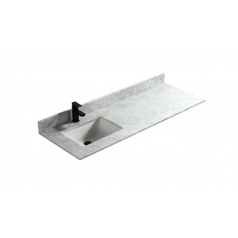 Carrara blanc 60", Dessus de vanité en marbre avec lavabo en porcelaine sous-plan