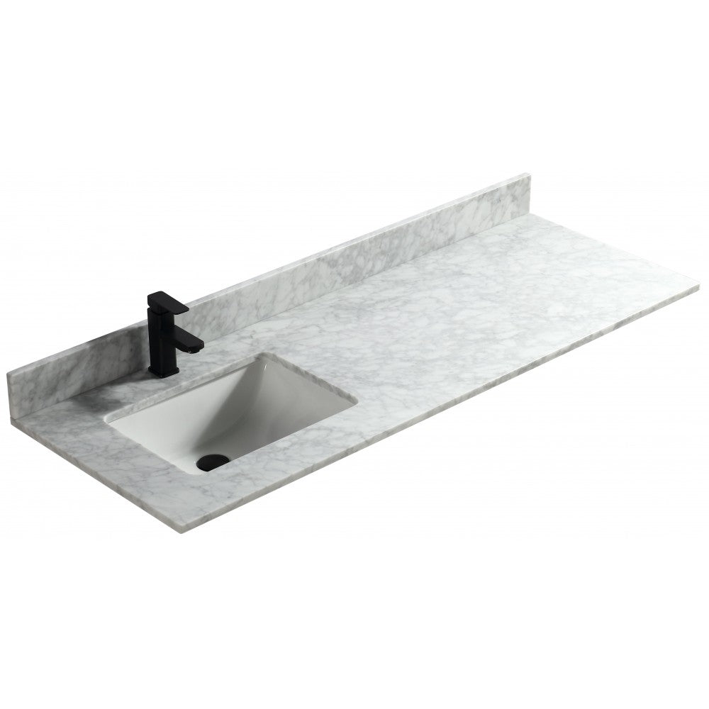 Carrara blanc 60", Dessus de vanité en marbre avec lavabo en porcelaine sous-plan