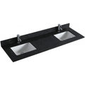 Dessus de vanité en quartz noir 72 po avec 2 lavabos sous-plan en porcelaine