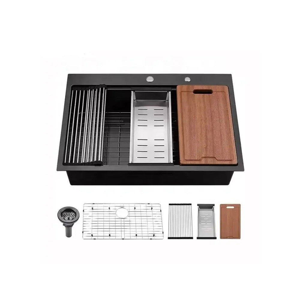 Évier de cuisine, 33 x 22'', noir nano