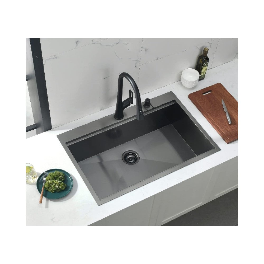 Évier de cuisine, 33 x 22'', noir nano