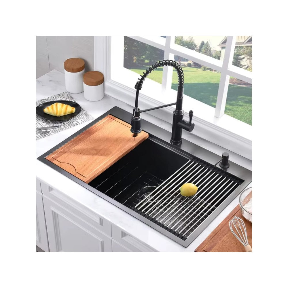 Évier de cuisine, 33 x 22'', noir nano