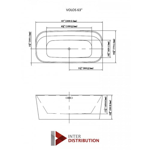 Bain autoportant 63 noir et blanc lustré – Volos